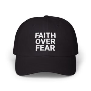 Faith Over Fear Embroidered Dad Cap - Christian Gift, Pay with MetaMask